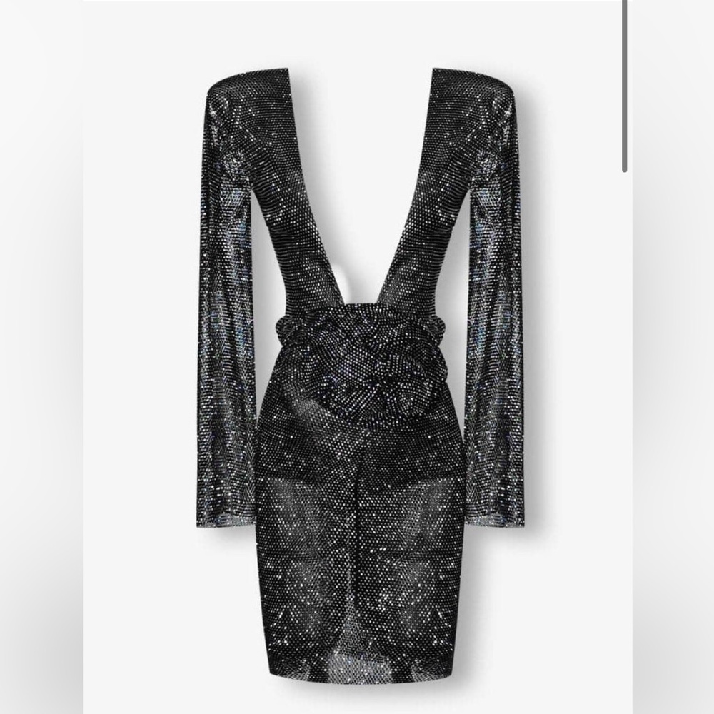 Heiress Beverly crystal embellished fancy mesh sparkle sz XXS-S dress black NWT